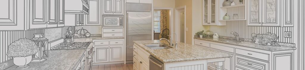 Kitchen renovation sketch-to-photo transition, illustrating home improvement loans and property development finance.